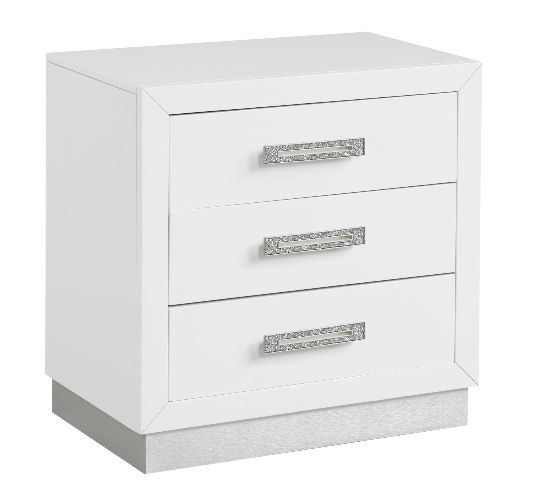 Coco Nightstand Made With Wood In Milky White Color White 3 Drawers Bedroom Rectangle Contemporary,Modern Drawers White Solid Wood Mdf Wood