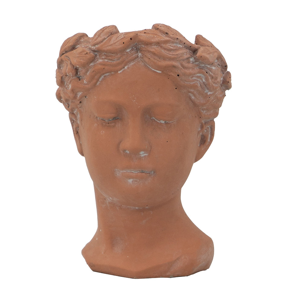 D6X9" Visage Head Bust Planter, Brown Brown Garden & Outdoor Cement