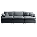 Oversized Modular Cushioned Sofa,With 3 Ottomans To Work As Sleeper Sofa Beds, 3 Seater Sofa With 3 Footstools,Grey Corduroy Fabric Grey Corduroy 3 Seat