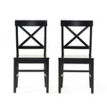 Roshan Farmhouse Acacia Wood Dining Chairs, Black Set Of 2 Black Acacia Wood