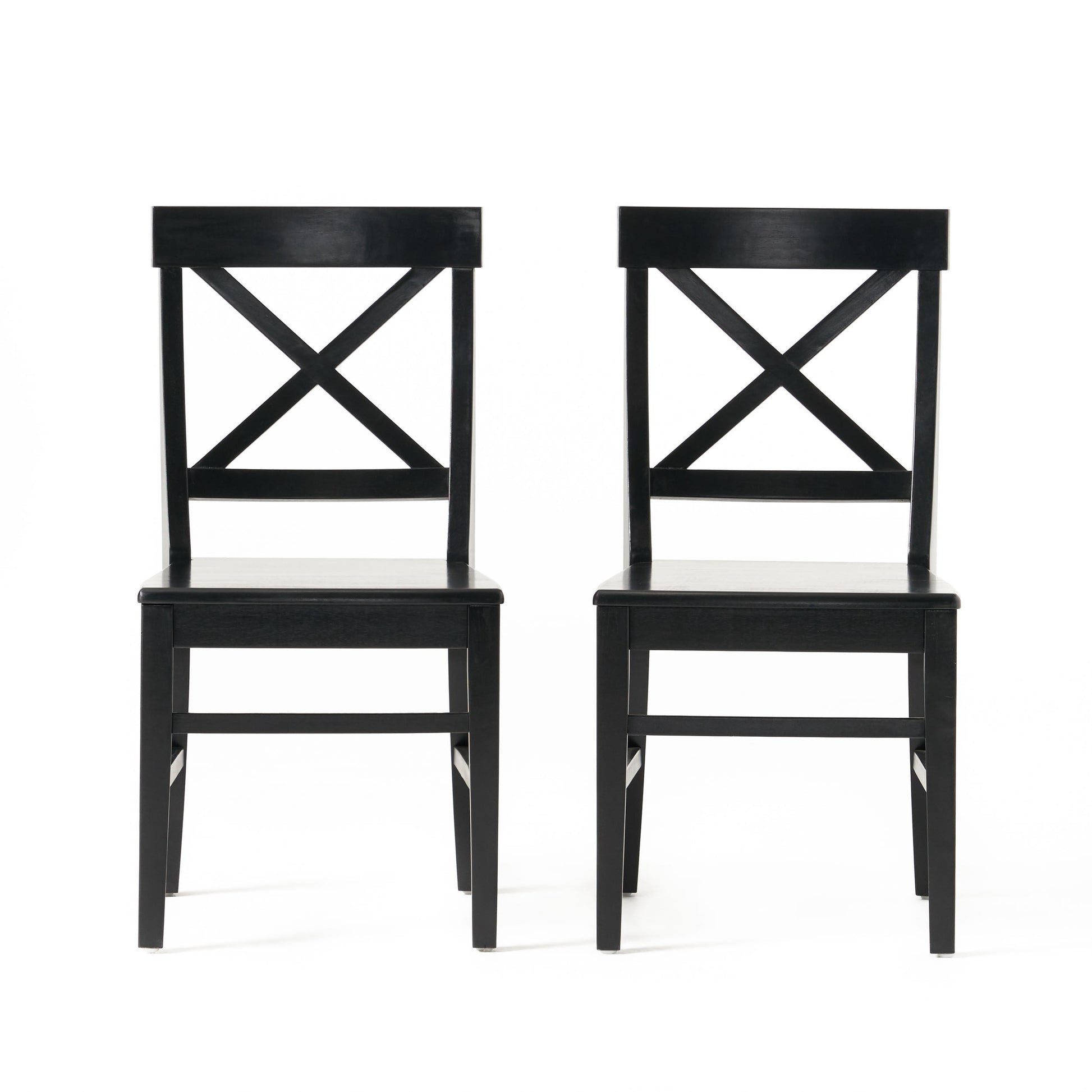 Roshan Farmhouse Acacia Wood Dining Chairs, Black Set Of 2 Black Acacia Wood