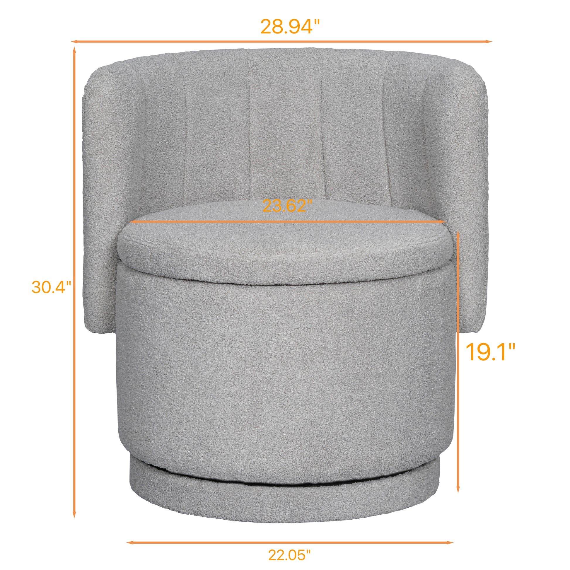 360 Degree Swivel Back Sofa Chair With Storage Space, Suitable For Bedroom And Living Room Gray Gray Boucle