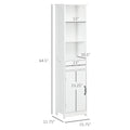 Kleankin Slim Bathroom Storage Cabinet, Tall Bathroom Cabinet, Linen Tower With 3 Open Shelves, Drawer, Recessed Door And Adjustable Shelf, White White Mdf