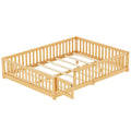 Queen Size Bed Floor Bed With Safety Guardrails And Door For Kids, Natural Expect Arrival Date 2024.7.26 , Old Sku W158090701 Queen Natural Pine