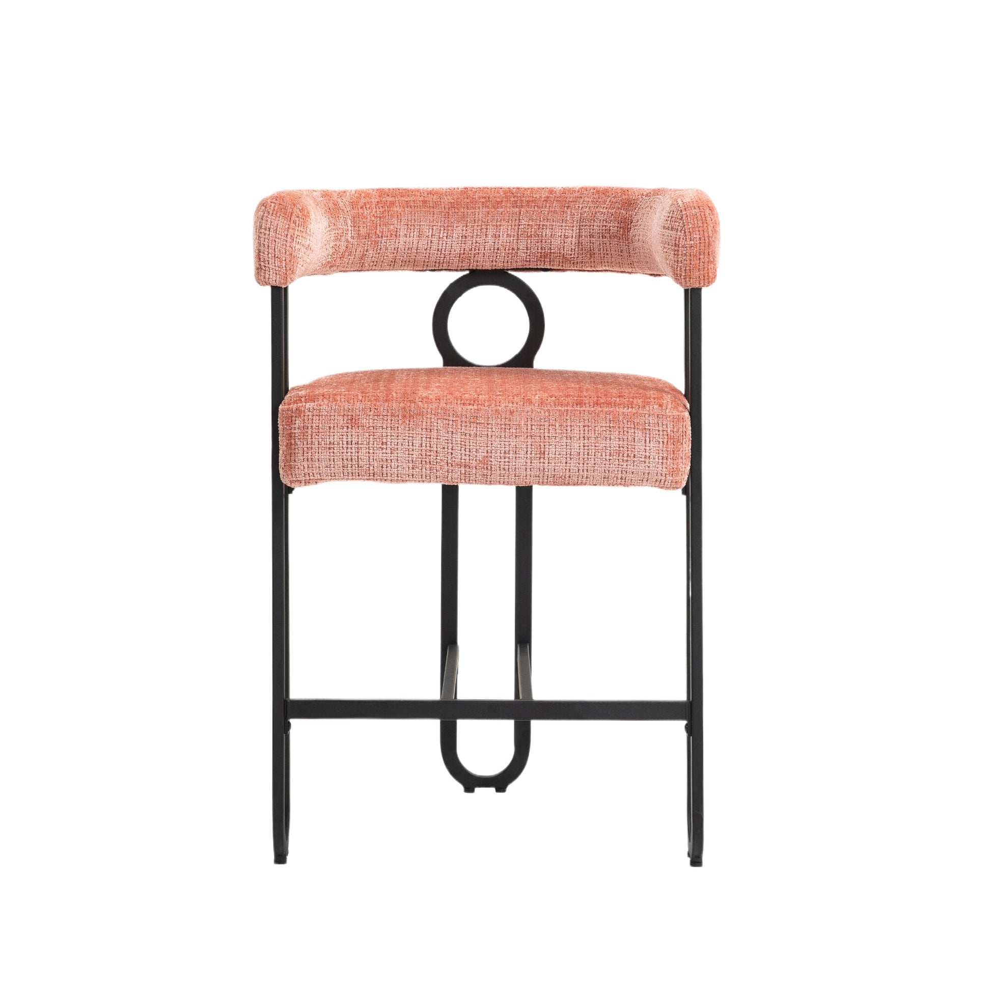 Coolmore Bar Stools Set Of 2, Modern Bar Stool With Back, Black Metal Frames, Upholstered Bar Stools For Kitchen Island, Pub, Club Pink Chenille Pink Dining Room Foam Chenille