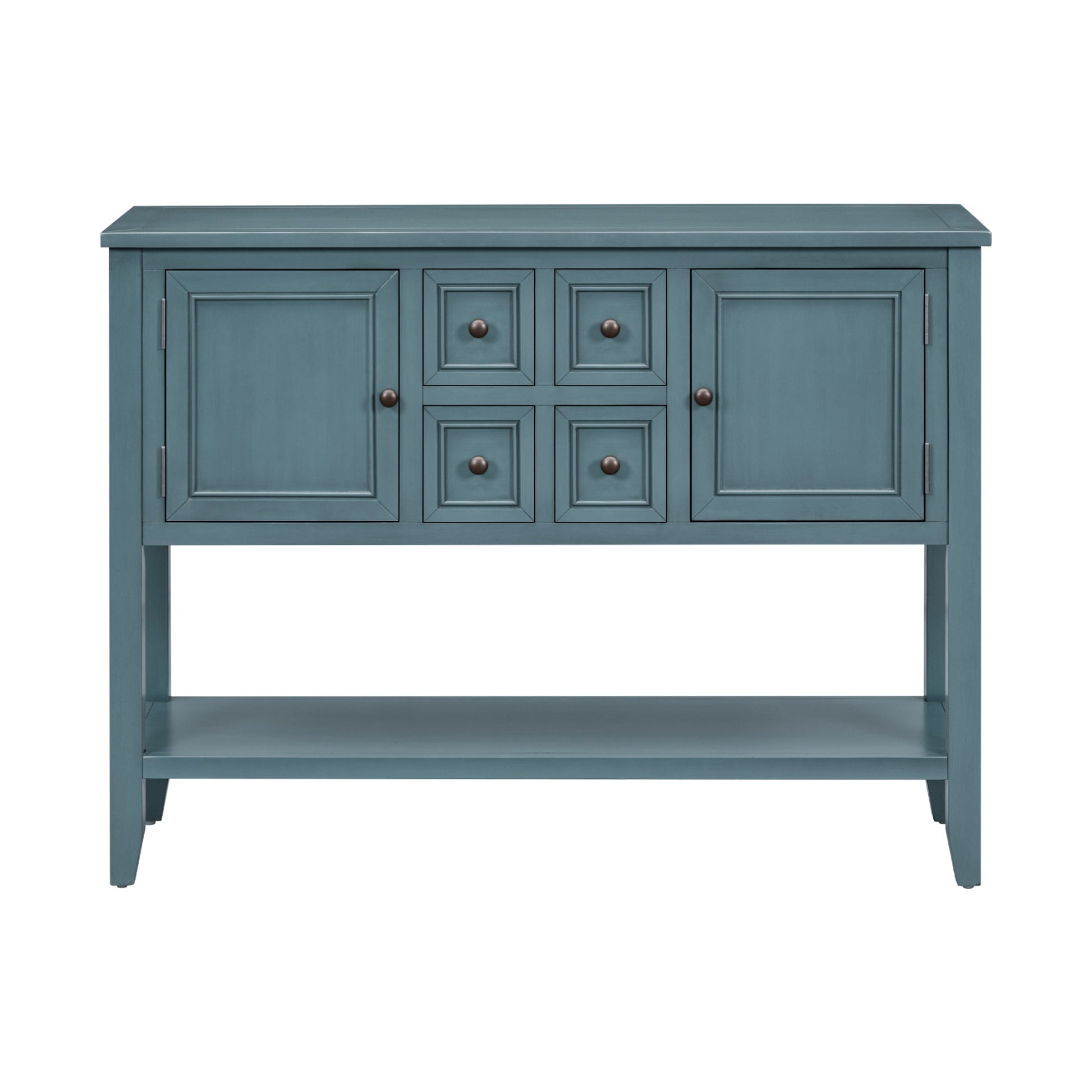 Cambridge Series Large Storage Vintage Console Table With Four Small Drawers And Bottom Shelf For Living Rooms, Entrances And Kitchens Dark Blue,Old Sku: Wf190263Aam Dark Blue Solid Wood Mdf