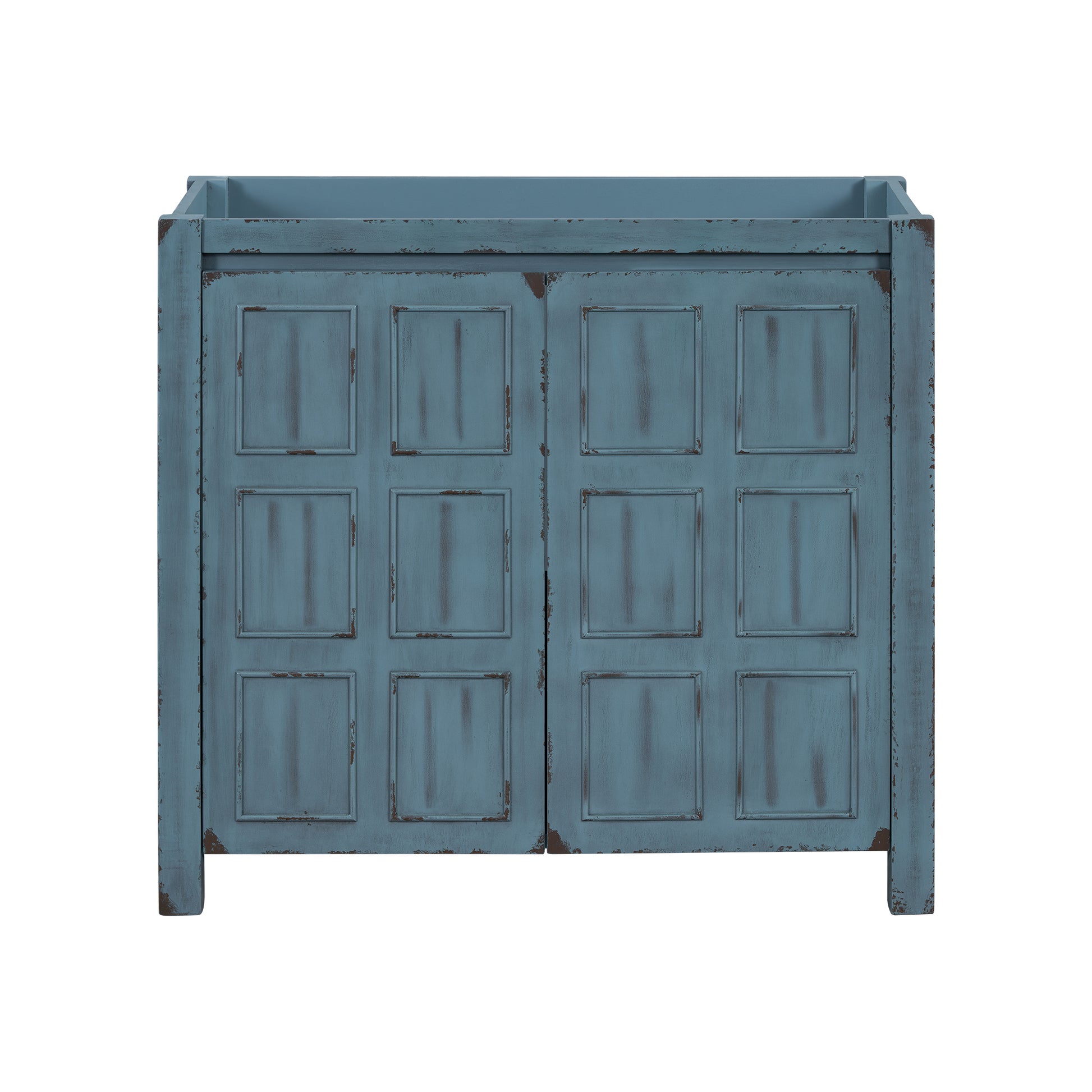 Cabinet Only 36" Bathroom Vanity Vintage Distressed Blue Blue Bathroom Solid Wood Mdf