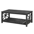 47 Inch Modern Coffee Table With Storage Shelf, Farmhouse Rectangle Living Room Center Table For Small Spaces,Easy Assembly Antique Black Antique Black Ergonomic Primary Living Space American Design Floor Mount Open Storage Coffee & End Tables