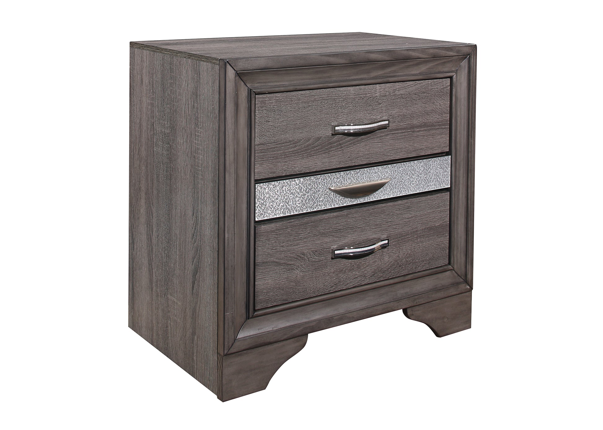 Ryder Sparkle Grey Nightstand Gray Solid Wood Mdf