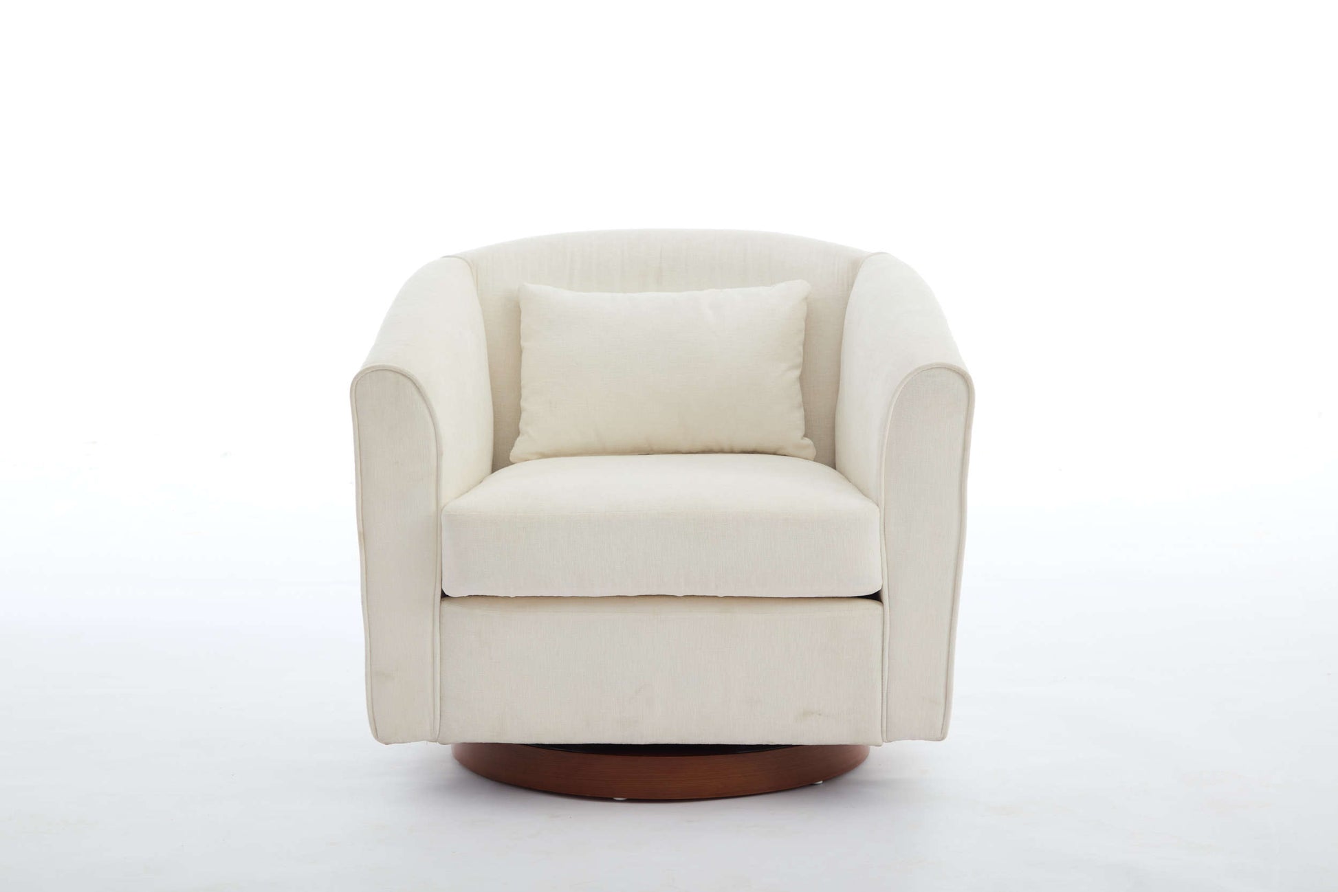 Swivel Accent Chair For Living Room, Sofa Chairs With Wood Base Side, Comfy Swivel Accent Chair With Wide Upholstered, For Living Room White Foam Chenille
