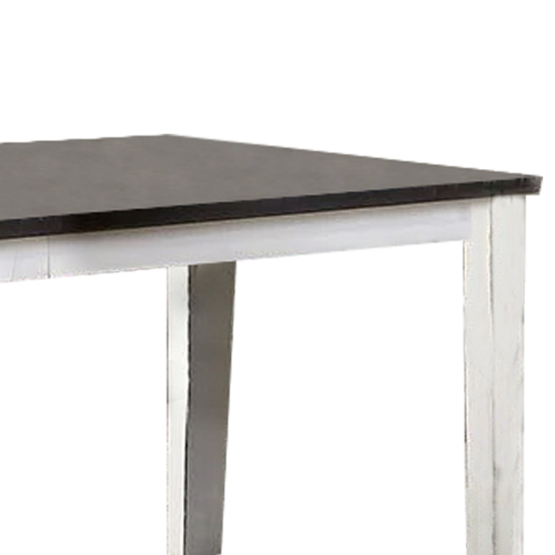 Ben 60 78 Inch Extendable Rectangular Dining Table, Brown Top, White Base Brown White Solid Wood