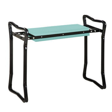 Outsunny Padded Garden Kneeler And Seat Bench, Padded Foldable Garden Stool, Green Green Steel