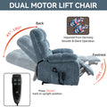 Lift Recliner Chair Heat Massage Dual Motor Infinite Position Up To 350 Lbs Large Electric Power Lift Recliners With Power Remote, Medium Firm And Heavy Duty, Blue White Metal Primary Living Space Heavy Duty Pine Blue Chenille Power Remote Medium Firm