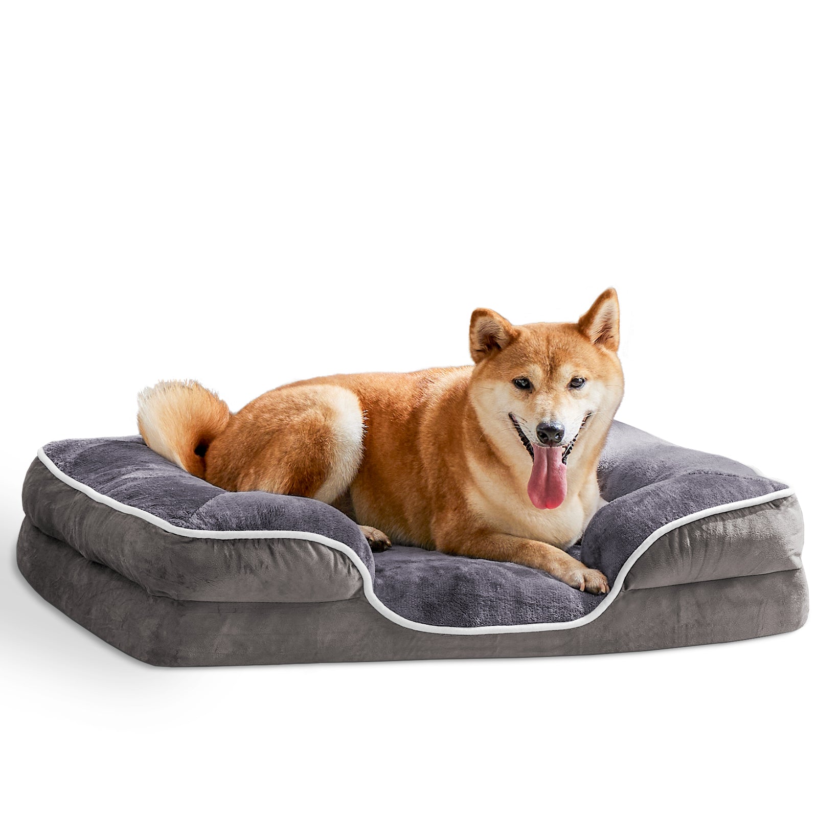 Memory Foam Pet Bed For Small Dogs & Cats With Washable Removable Cover Non Slip Base Waterproof Liner Egg Crate Foam For Improved Sleep, Gray,Medium Gray Fabric