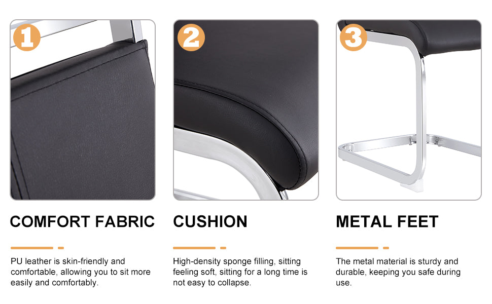 Table And Chair Set.A Rustic Industrial Rectangular Mdf Black Dining Table With Mdf Desktop And Electroplated Silver Metal Legs.Paried With 6 Chairs With Pu Cushion And Metal Legs. Black,Silver Seats 6 Mdf Metal