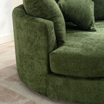 Orisfur. 360 Swivel Accent Barrel Chair With Storage Ottoman & 4 Pillows, Modern Chenille Leisure Chair Round Accent For Living Room, Green Green Foam Chenille