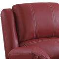 Red Pillow Top Arms Rocker Recliner Red Faux Leather Manual Handle Metal Primary Living Space Tight Back Handle Pillow Top Arms Faux Leather