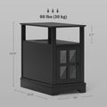 Homcom End Table With Charging Station, Narrow Side Table With Usb Ports And Outlets, Small Table With Hidden Storage And Open Shelf For Living Room, Black Black Mdf