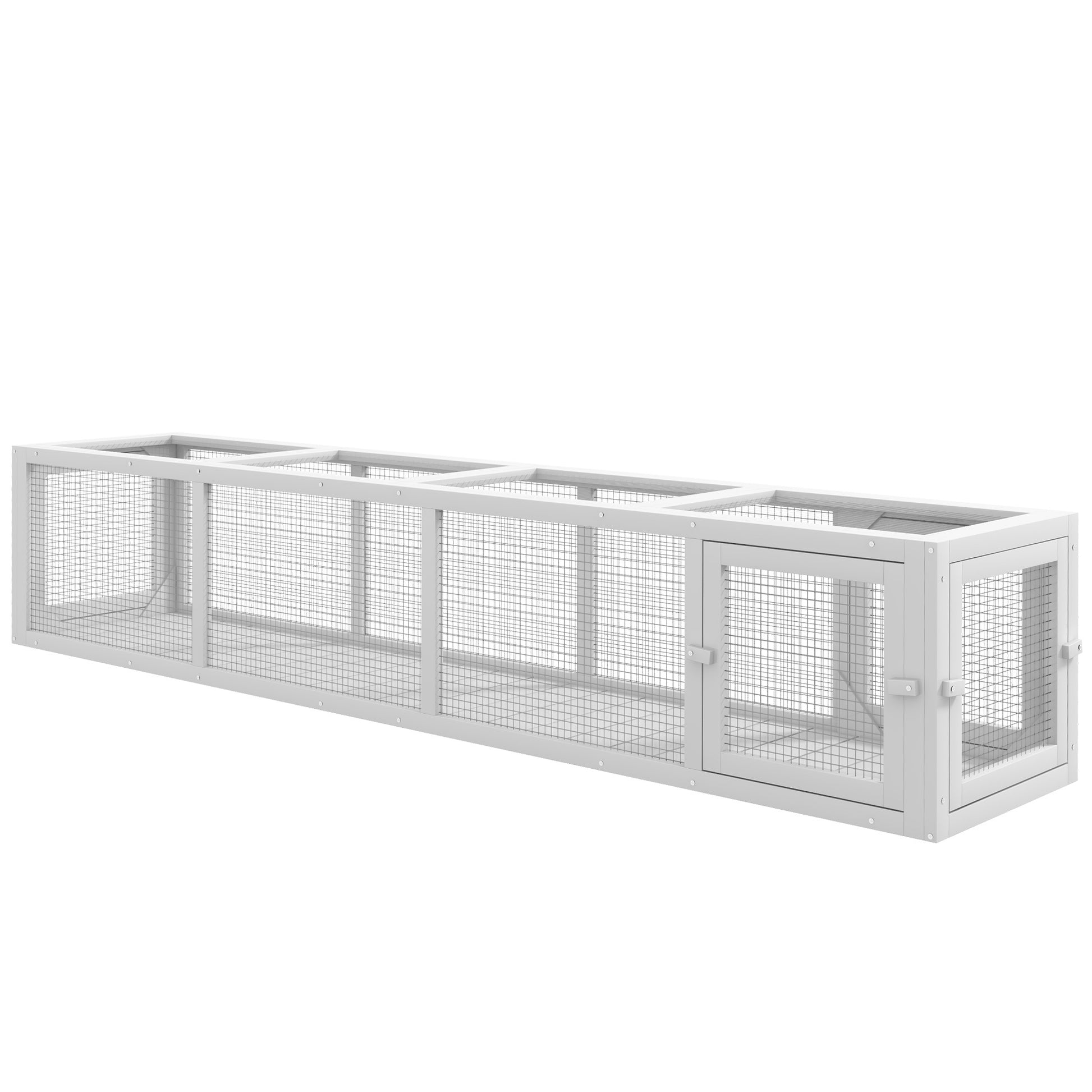 Pawhut Outdoor Cat Tunnel With Extendable Design, 79" L Wooden Cat Run With Weather Protection, Connecting Inside And Outside, For Deck Patios, Balconies, White White Black Wood