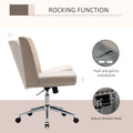 Vinsetto Mid Back Home Office Chair, Task Chair With Tilt, 360 Swivel, Padded Desk Chair With Adjustable Height, Beige Beige Steel