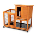 Detachable Rabbit Hutch With Removable Tray And Rolling Casters, Orange Orange Pine