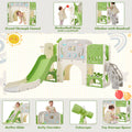 11 In 1 Toddler Slide, Kids Slide For Toddler Age 1 3 With Basketball Hoop, Kids Slide Playset Structure,Arch Tunnel And Telescope, Toy Storage Organizer For Toddlers, Kids Climbers Playground Green Cute 1 To 2 Years Hdpe Indoor & Outdoor Use