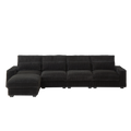 128 Inch Corduroy With Cup Holder Super Large L Shaped Sofa, Movable Footrest, Four Waist Pillows And Four Back Cushion, With Usb Port And T Pyce Port Black Corduroy 4 Seat