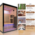 Luxury Double Sauna Room Black Natural Wood Paper Glass