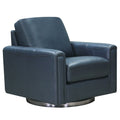 Hayward Swivel Leather Chair Blue Memory Foam Genuine Leather