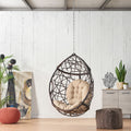 Los Alamitos Hanging Chair With 8Ft Chain Brown Pe Rattan Iron Waterproof Fabric