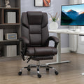 Vinsetto Massage Office Chair With 6 Vibration Points, Lumbar Heated Pu Leather Reclining Computer Chair With Adjustable Height, Footrest, Tilt Function, Brown Brown Pu Leather