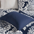 7 Piece Cotton Printed Comforter Set Indigo Queen Queen Indigo Polyester