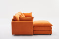 Modular Sectional Sofa, 3 Seater Sofa With Ottoman, Modern L Shaped Sofa For Living Room Bedroom Apartment Orange Wood Fabric 4 Seat