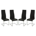 Set Of 4Upholstered Dining Side Chairs, Black Solid Black Dining Room Dining Chairs Set Of 4 Or More Faux Leather,Metal