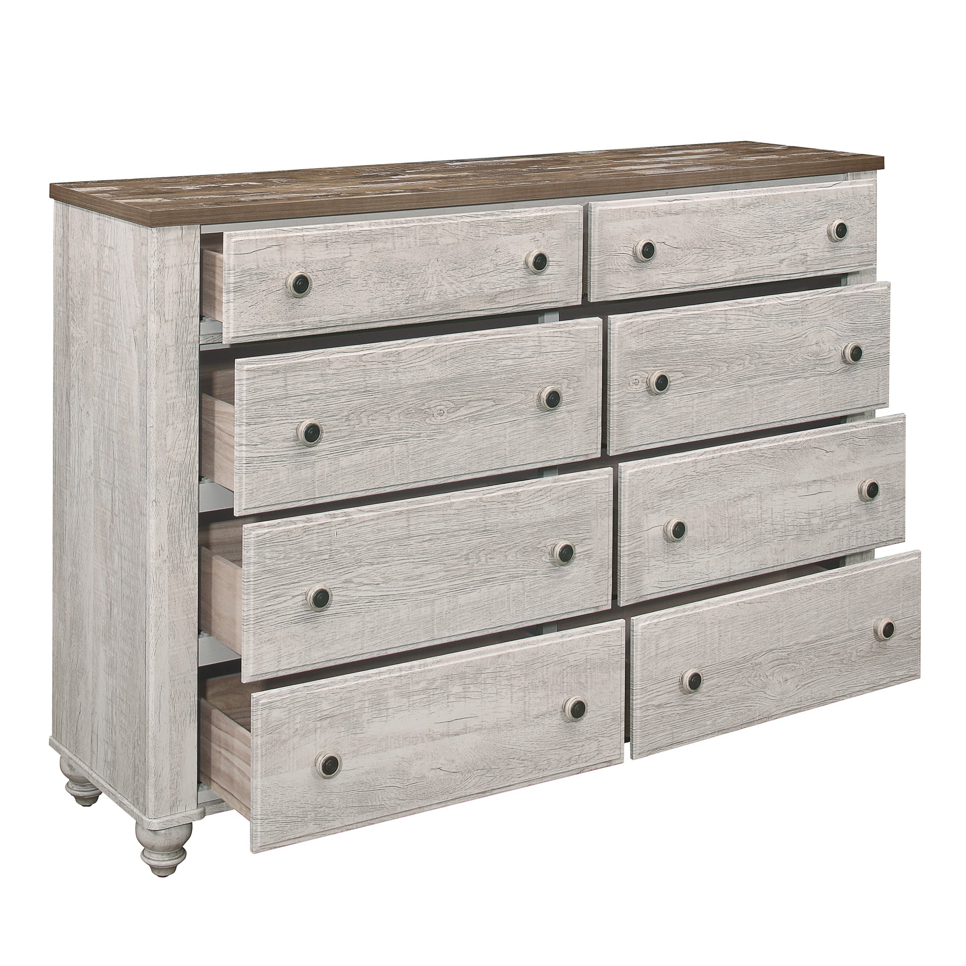 Transitional Rustic Style 1Pc Dresser Of 8 Drawers Two Tone Antique White And Brown Classic Bedroom Furniture Antique White,Brown Bedroom Classic,Rustic,Transitional Wood