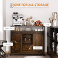 Homcom Industrial Sideboard Buffet Cabinet, Kitchen Cabinet With Sliding Barn Doors, Coffee Bar Cabinet With Stemware Racks, Drawer And Adjustable Shelves, Rustic Brown Rustic Brown Mdf Steel