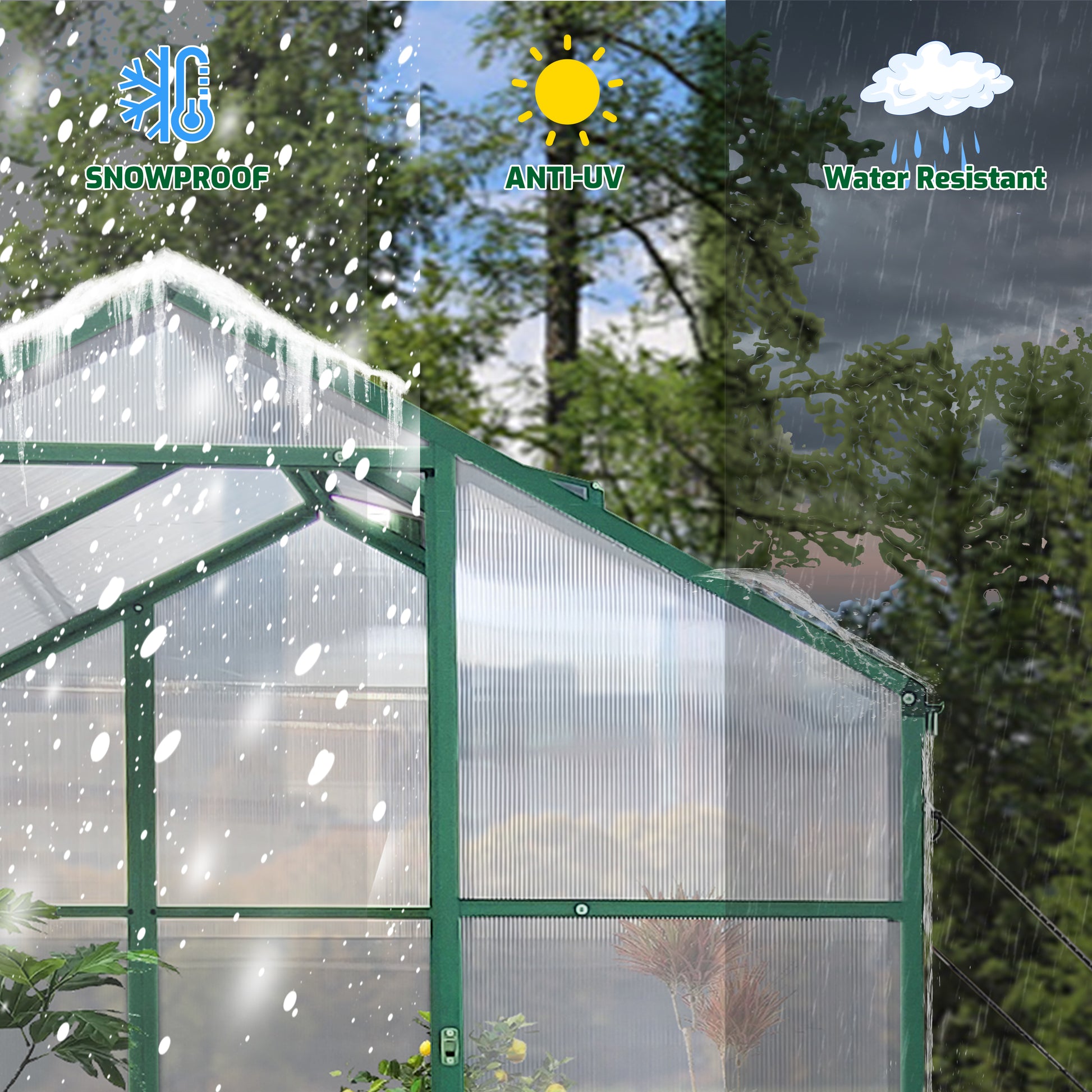 Newly Marketed Gain Height Windproofaluminum Greenhouse 6X10 Ft Polycarbonate Greenhouse Raised Base And Anchor Aluminum Heavy Duty Walk In Greenhouses For Outdoor Backyard In All Season Green Aluminium Alloy