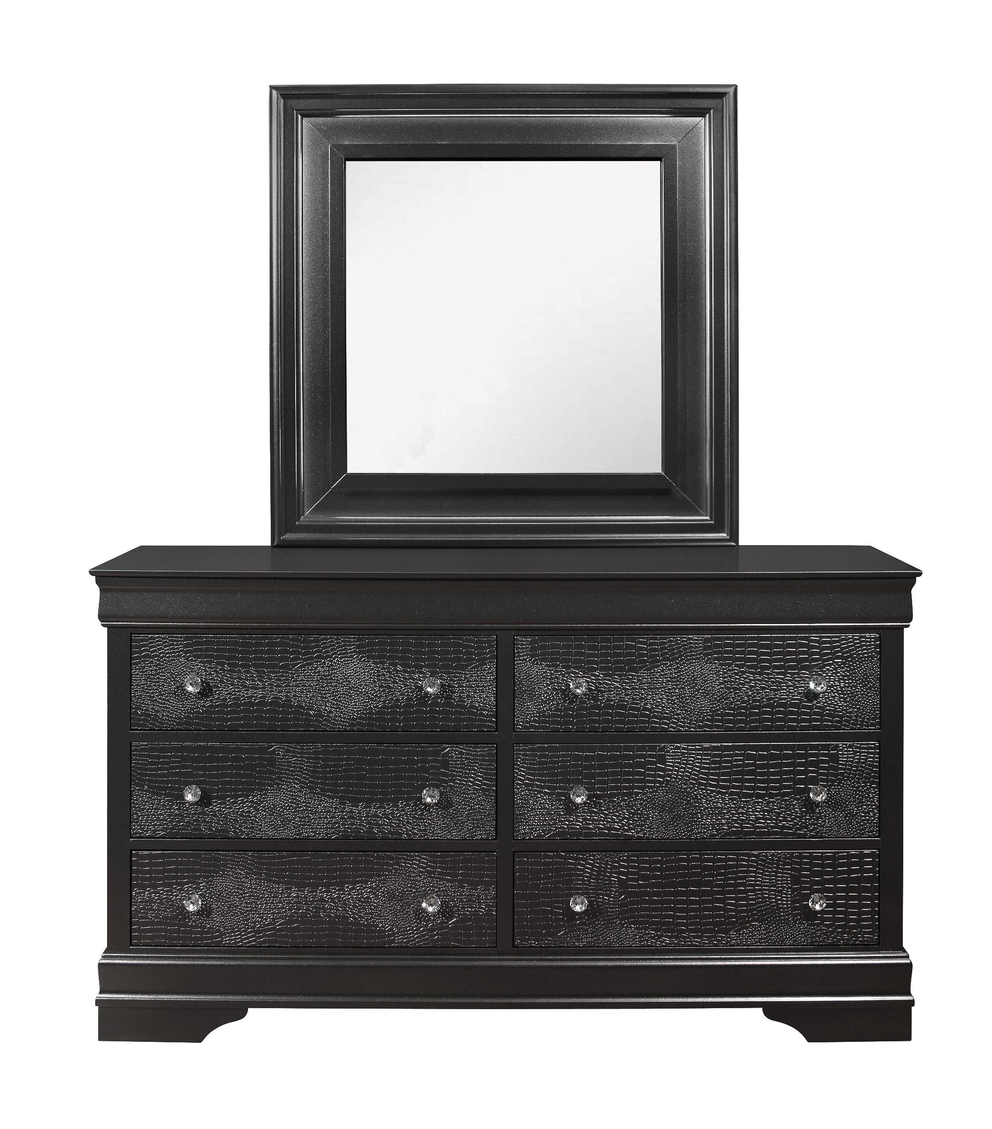 Shaker Crocodile Metallic Grey Dresser Metallic Grey Solid Wood Mdf