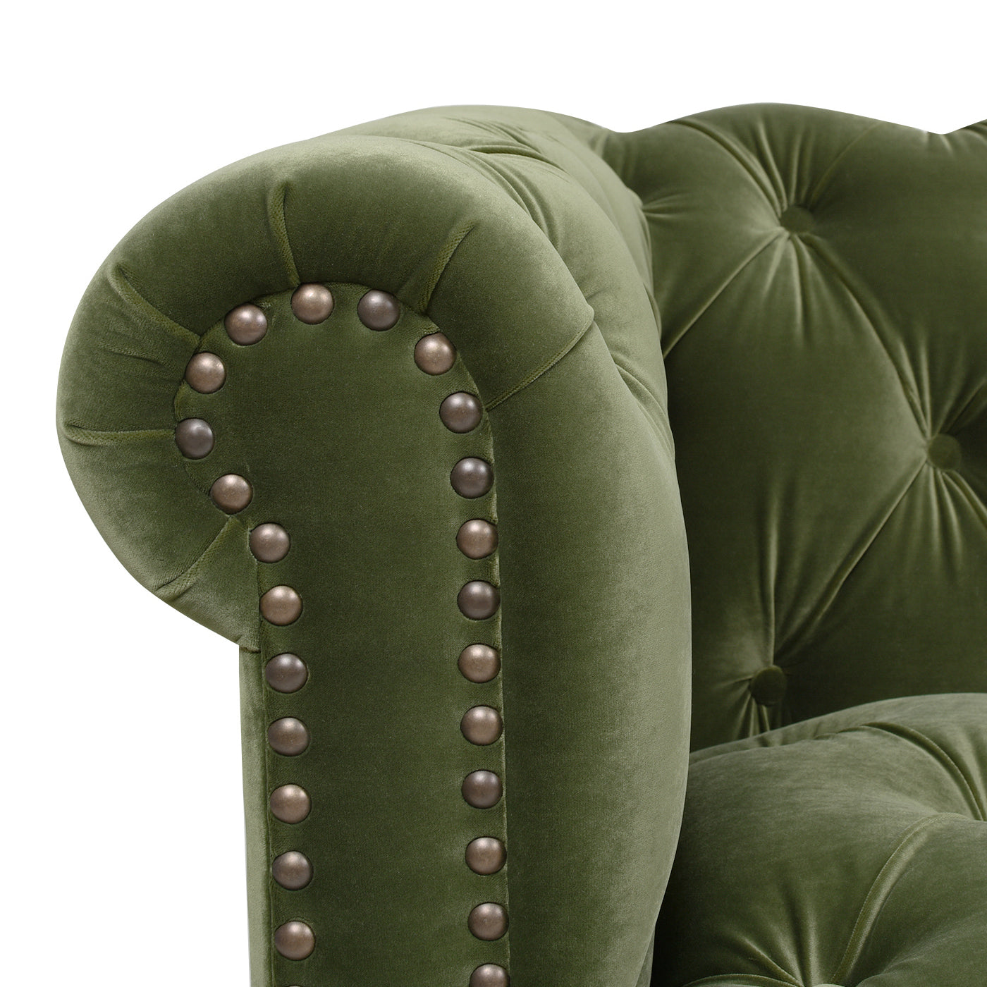 Alto 88" Tufted Chesterfield Sofa, Olive Green Performance Velvet Green Foam Velvet 3 Seat