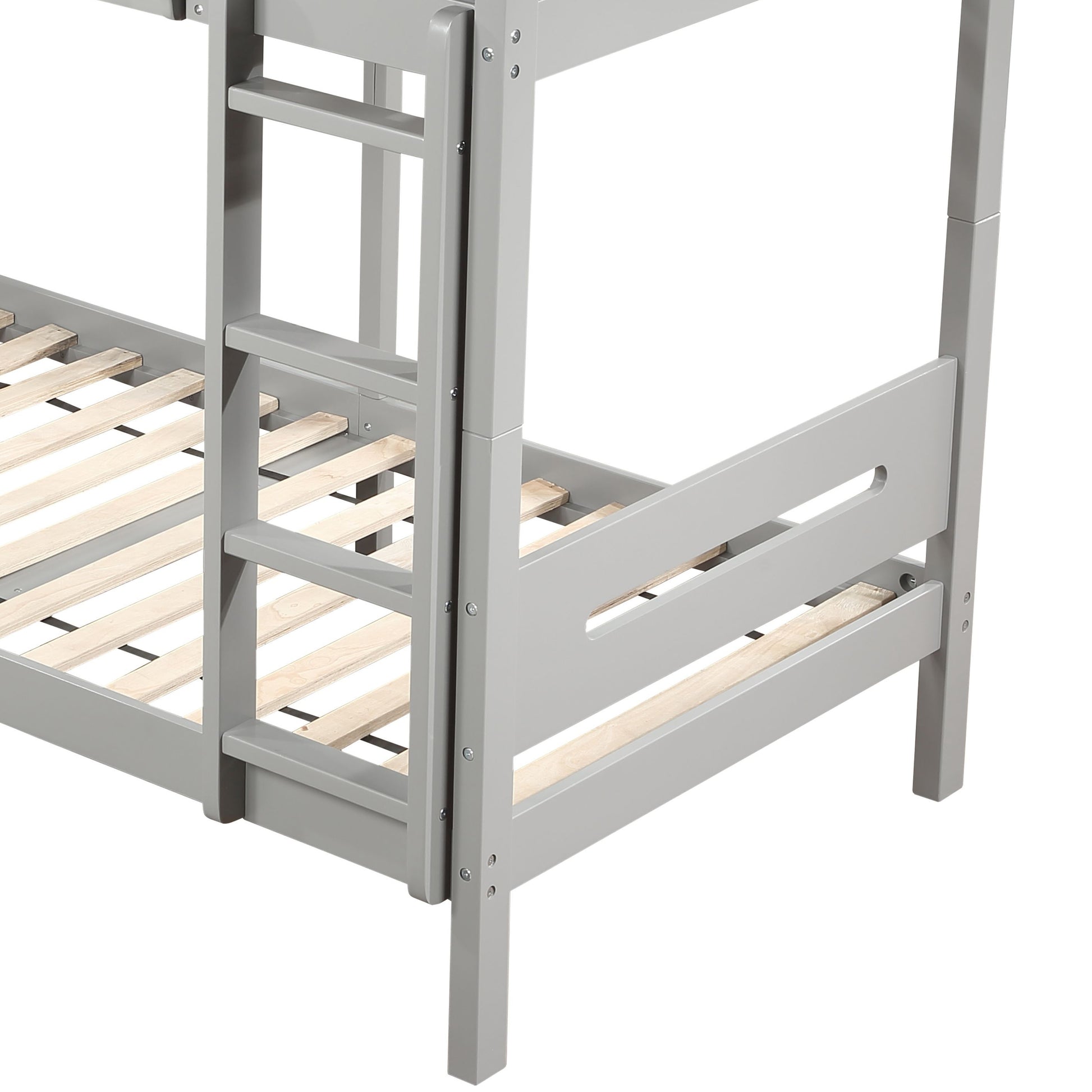 Grey Twin Twin Bunk Bed With Ladder And Hanger Grey Bedroom Wood