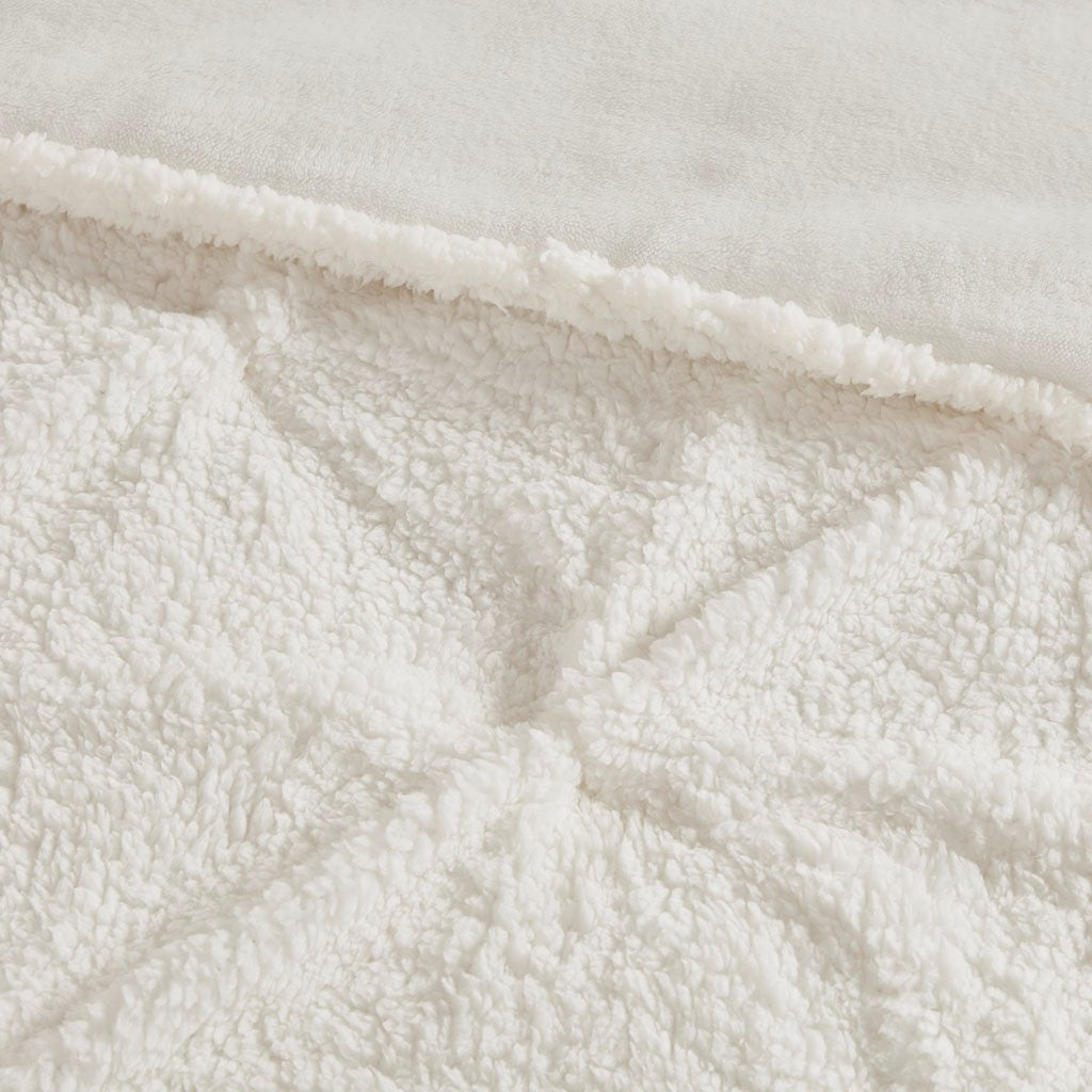 Pintuck Sherpa Down Alternative Comforter Set Full Ivory Polyester