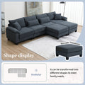 Wide Seat Corduroy Modular Sectional Sofa Bed,Sleeper Couch Set With Armrest Pillow,6 Seat Free Combination Sofa With Ottomans,Oversized Indoor Furniture For Living Room, 2 Colors Gray Corduroy 6