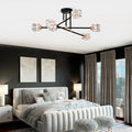 Modern Ceiling Lamp With Light Fixture 6*G9 Bulbs Included ,Modern Semi Flush Mount Light Fixture Crystal Chandelier For Dining Room, Bedroom, Living Room Matte Black Matte Gold Gold,Matte Black