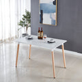 1 4,5Pieces Dining Set, Table Metal Leg Mid Century Dining Table For 4 6 People With Mdf Table Top, Pedestal Dining Table, End Table Leisure Coffee Table White Mdf Metal