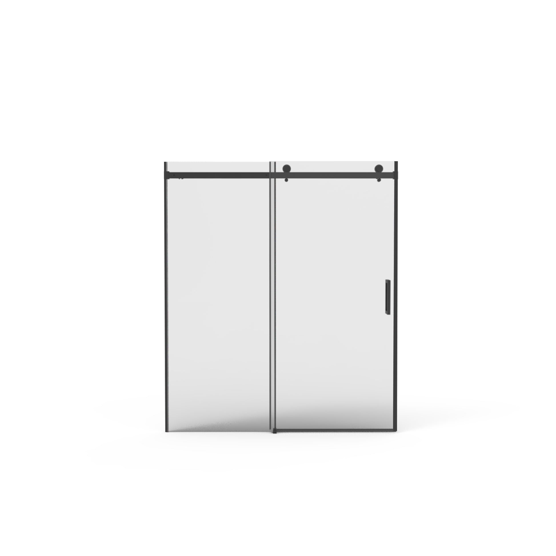 56" 60"W X 70"H Frameless , Sliding , With Premium 5 16" 8Mm Thick Tempered Glass Shower Enclosure,Double Side Easy Clean Coat,Matte Black Finished With Buffer Matt Black Bathroom American Design