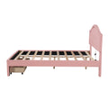 Queen Size Upholstered Platform Bed With Tufted Headboard, Led And 2 Drawers, Pink Box Spring Not Required Queen Pink Wood Bathroom Bed Frame Faux Leather Upholstered