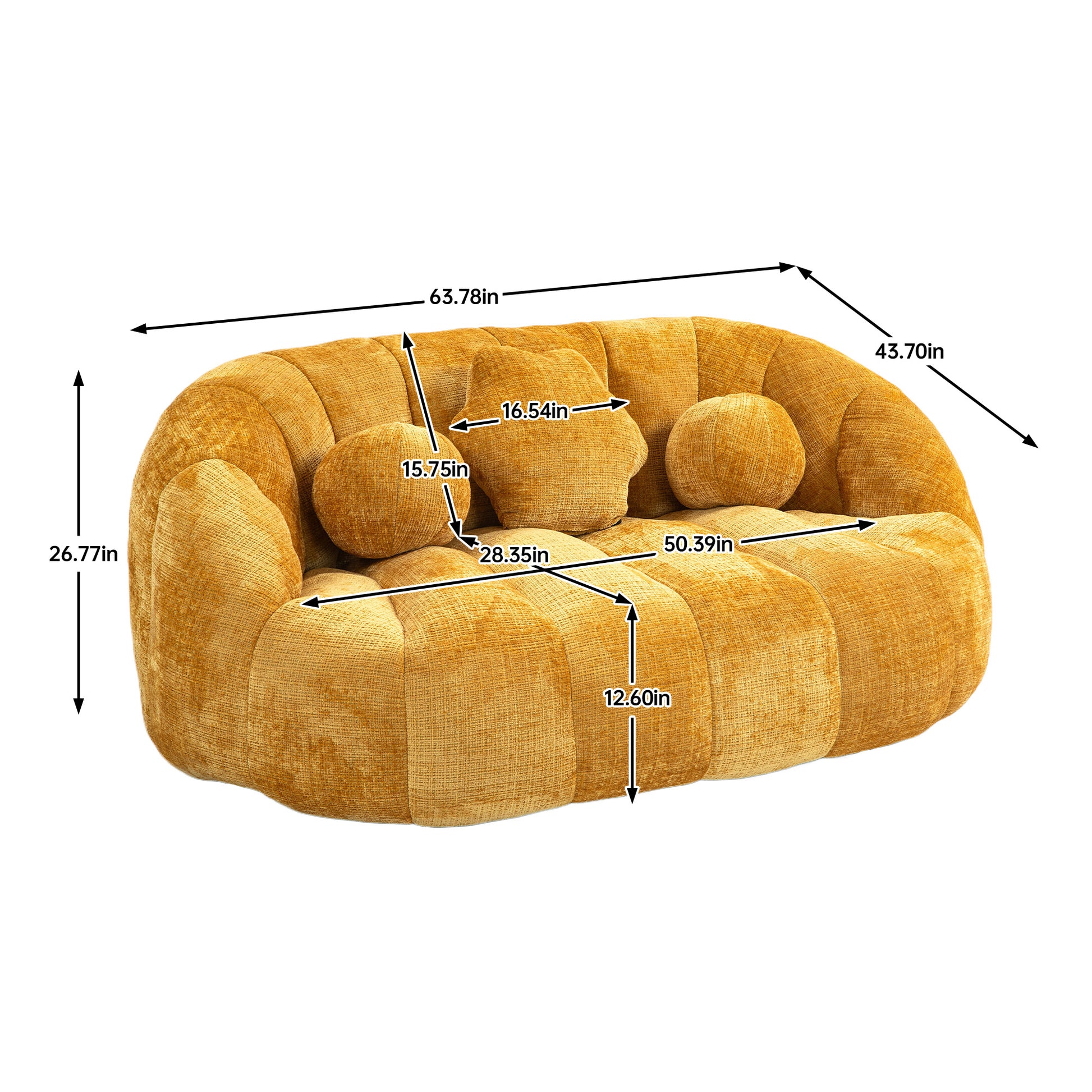 Coolmore Bean Bag Sofa Lazy Sofa Durable Comfort Lounger High Back Bean Bag Chair Couch For Adults And Kids, Indoor & Outdoor, Accent Floor Soft Lounge Chair Yellow Chenille Yellow Primary Living