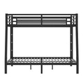 Metal Full Xl Over Queen Bunk Bed For Teens And Adults,Space Saving Noise Reduced No Box Spring Needed,Black Full Xl Black Metal