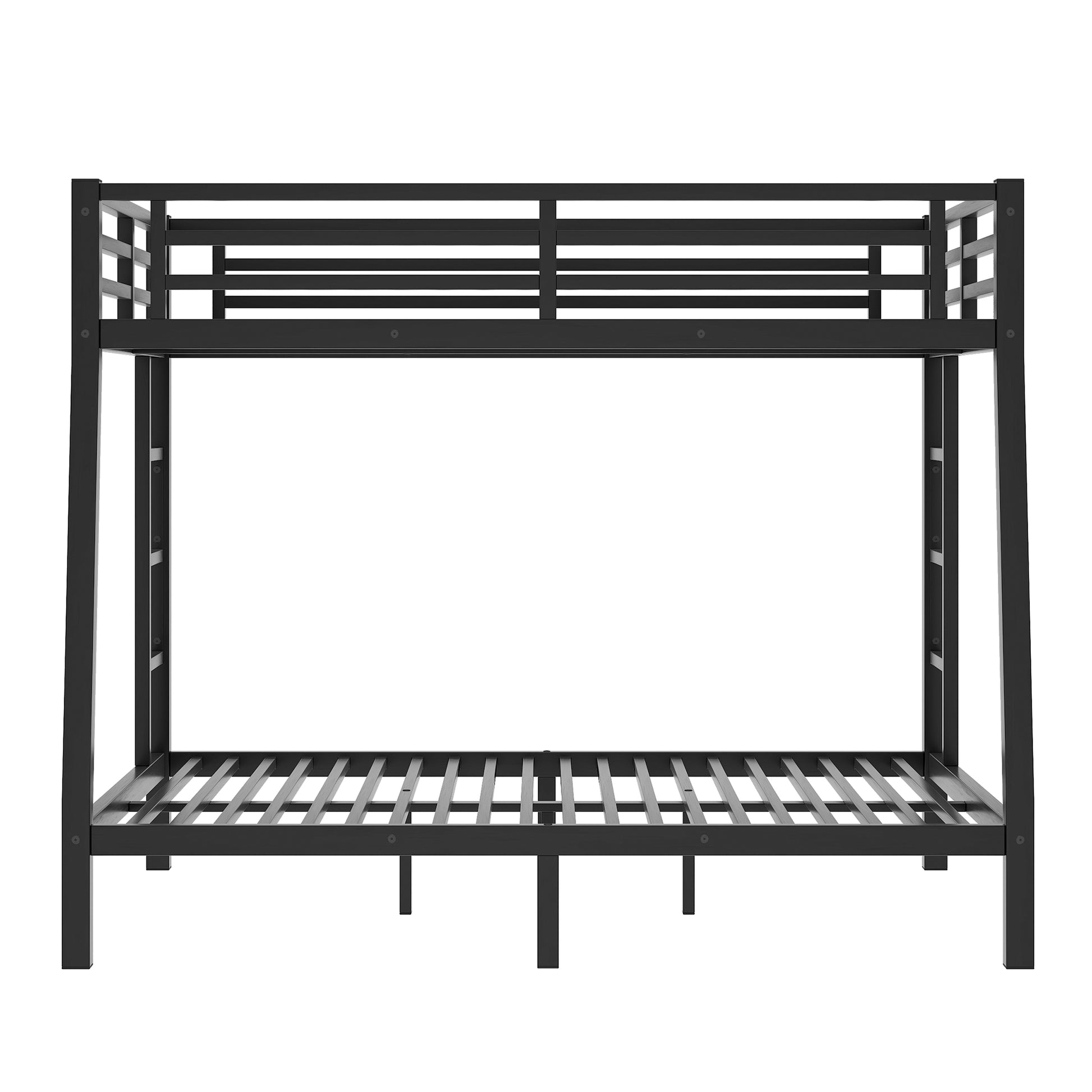 Metal Full Xl Over Queen Bunk Bed For Teens And Adults,Space Saving Noise Reduced No Box Spring Needed,Black Full Xl Black Metal