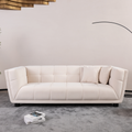 Wks13 Mid Century Modern Style: Simple White Sofa, Small Square Design, Velvet Fabric Texture Smooth, Retro Fashion, Solid Wood Feet, 2 People Design White Retro Fabric 2 Seat